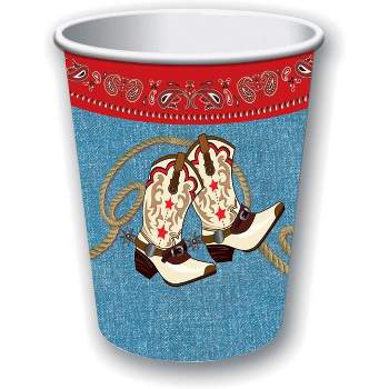 Birthday Express Western Cowboy Way Out West Decor 9 oz Paper Cup - 8 Pack