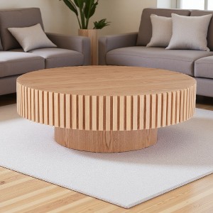 31.49" Handcrafted MDF Pedestal Coffee Table - 1 of 4