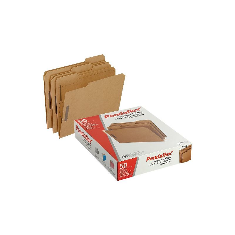 Pendaflex Kraft Fastener Folders 2 Fasteners 1/3 Cut Tabs Letter 50/Box FK212, 3 of 6