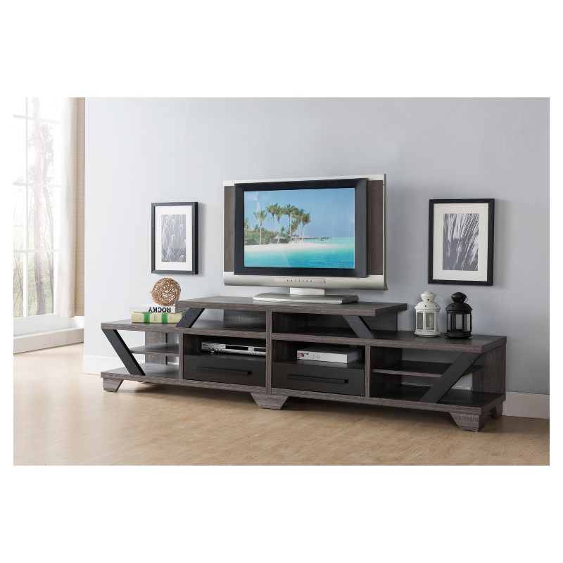 Harla Contemporary TV Stand for TVs up to 80&#34; Distressed Gray/Black - HOMES: Inside + Out, 3 of 6