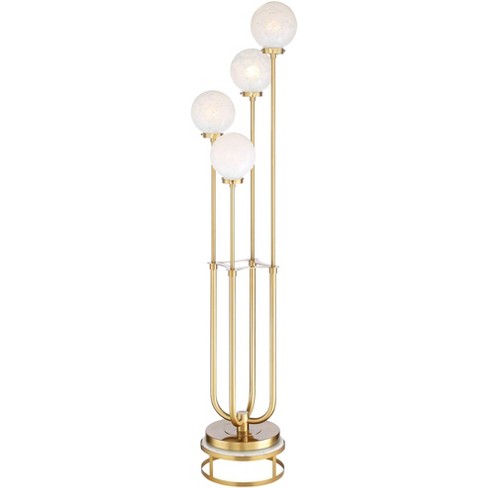 Possini Euro Design Candide Mid Century Modern Floor Lamp with Riser 74" Tall Warm Gold Metal 4 Light LED Glass Globe Shade for Living Room Reading - image 1 of 4