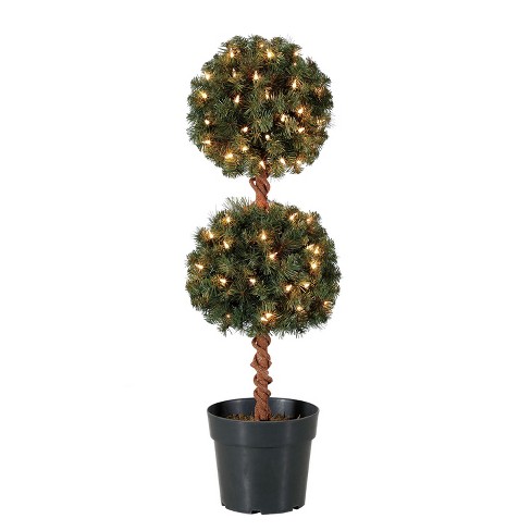 Home Heritage 3 Foot Artificial Topiary Tree w/ Clear Lights for Entryway Decor - image 1 of 4