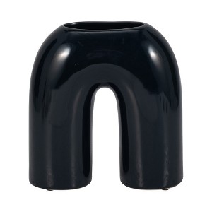 Sagebrook Home Ceramic Vase - Arched Horseshoe Shaped Decorative Table Vase - 1 of 4