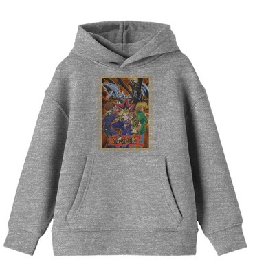 Yu-Gi-Oh Main Characters and Monsters Youth Athletic Gray Graphic Hoodie