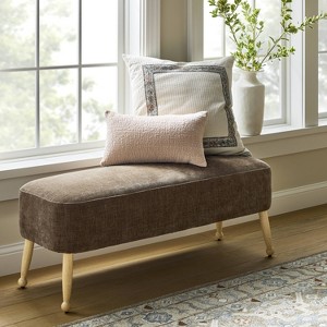 Corallina Upholstered Wooden Bench Natural Wood/Dark Brown - Threshold™ designed with Studio McGee - 1 of 4