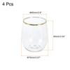 Unique Bargains PET Lightweight Stemless Gold Trim Wine Glass Drinkware 12oz 4 Pcs - 2 of 4