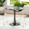 GlasFlength Coffee Tables Pedestal Leisure, Round Side Table, for Living Room Bedroom and Balcony, Minimalist Elegance，Black，31.5"*31.5"*28.74" - 3 of 4