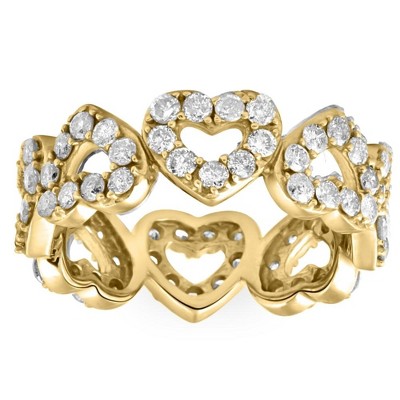 Pompeii3 1 1/2Ct Diamond Heart Shaped Eternity Ring in White, Yellow, or Rose Gold