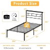 Furnulem Twin Bed Frames with Built-in Charging Station and LED Light, Metal Platform Bed with Headboard and Storage Shelf - 2 of 4
