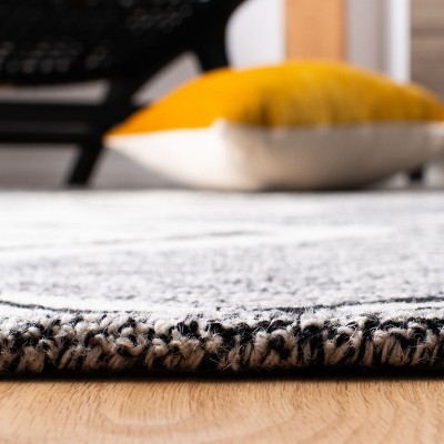 Aspen Geometric Black and Ivory Handmade Wool Square Rug