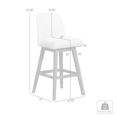 Amalie Beige Fabric Swivel Bar Stool with Brown Oak Wood Finish