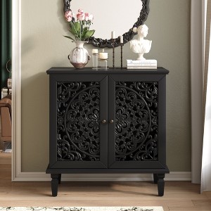 Okak Vintage Hollow-Carved Wood Sideboard Storage Cabinet with Floral Design,Accent Display Pantry Cabinets for Dining Room,Living Room - 1 of 4