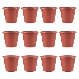 The HC Companies 20 Inch Classic Durable Plastic Flower Pot Container Garden Planter with Molded Rim and Drainage Holes, Terra Cotta (12 Pack) - 1 of 4