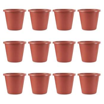 The HC Companies 20 Inch Classic Durable Plastic Flower Pot Container Garden Planter with Molded Rim and Drainage Holes, Terra Cotta (12 Pack)