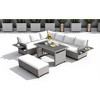 5-Piece Outdoor Rattan Sectional Sofa Set with Extendable Side Tables, Dining Table & Washable Cushions – Seats 7, Durable & Comfortable - 3 of 4