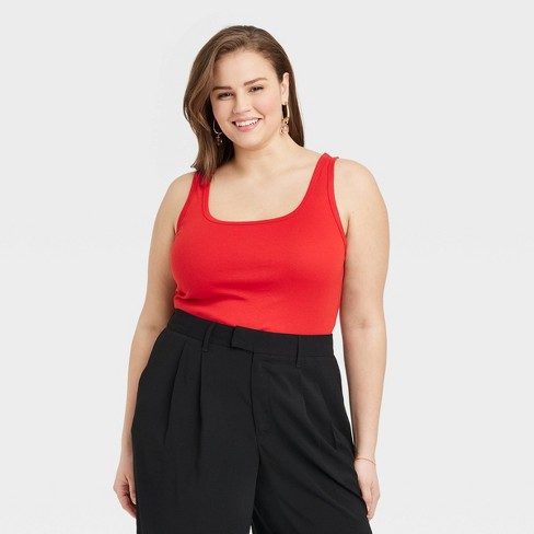 Women's Slim Fit Tank Top - A New Day™ Red 2x : Target