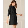 INSPIRE CHIC Women's 3/4 Sleeve Button Front Solid Color Flare Mini Shirt Dress - 4 of 4