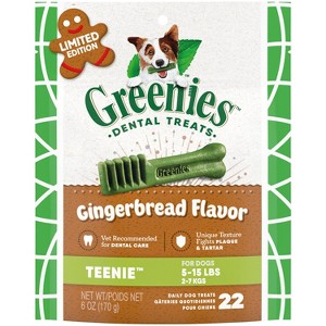 Greenies Gingerbread Flavor Teenie Size Dental Dog Treats - 6oz/22ct - 1 of 4