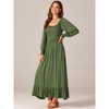 Seta T Women's Long Sleeve Scoop Neck Smocked Tiered Flowy Fall Long Dress with Pockets - 3 of 4