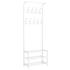 Yaheetech 3-in-1 Metal Hall Tree, 74"H Entryway Coat Rack with Shoe Bench & 18 Hooks - 1 of 4