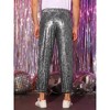 Lars Amadeus Men's Metallic Contrast Color Drawstring Waist Pants - 3 of 4