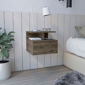 CENGHU Floating Nightstand, Modern Sideboard Decorative Storage Cabinet with Drawer, End Table, Side Table, Open Top Shelves for Bedroom - 1 of 4