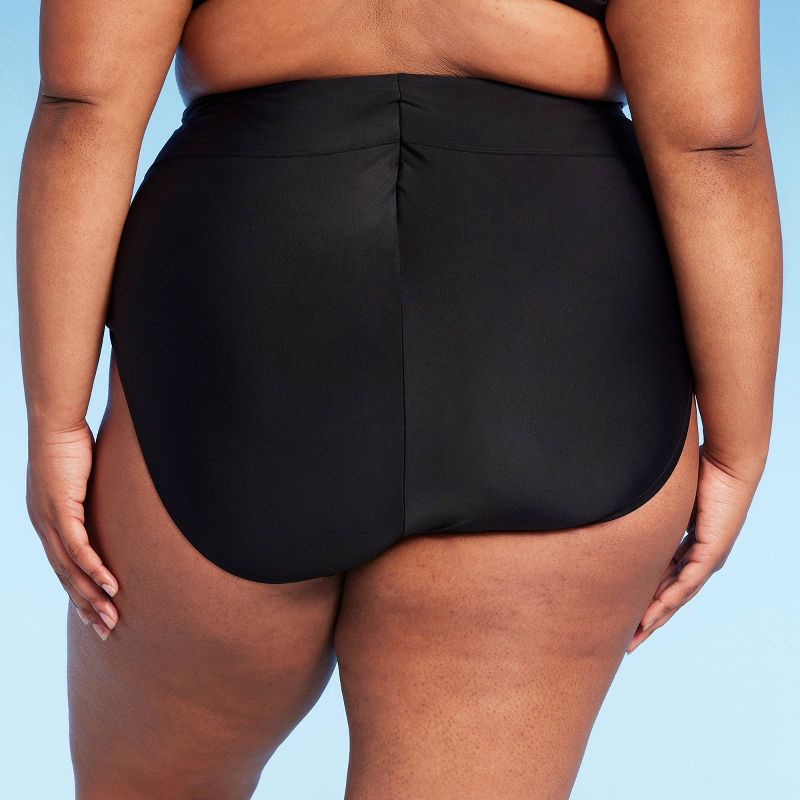 Women's Full Coverage High Waist Bikini Bottom - Kona Sol™ Black, 3 of 5