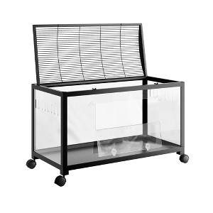 Acrylic Hamster Cage for 2 Rats, Indoor Guinea Pig Cages, Small Animal Habitats, 360° Viewing & Stacked Design Mouse Cage for Chinchillas, Black - 1 of 4