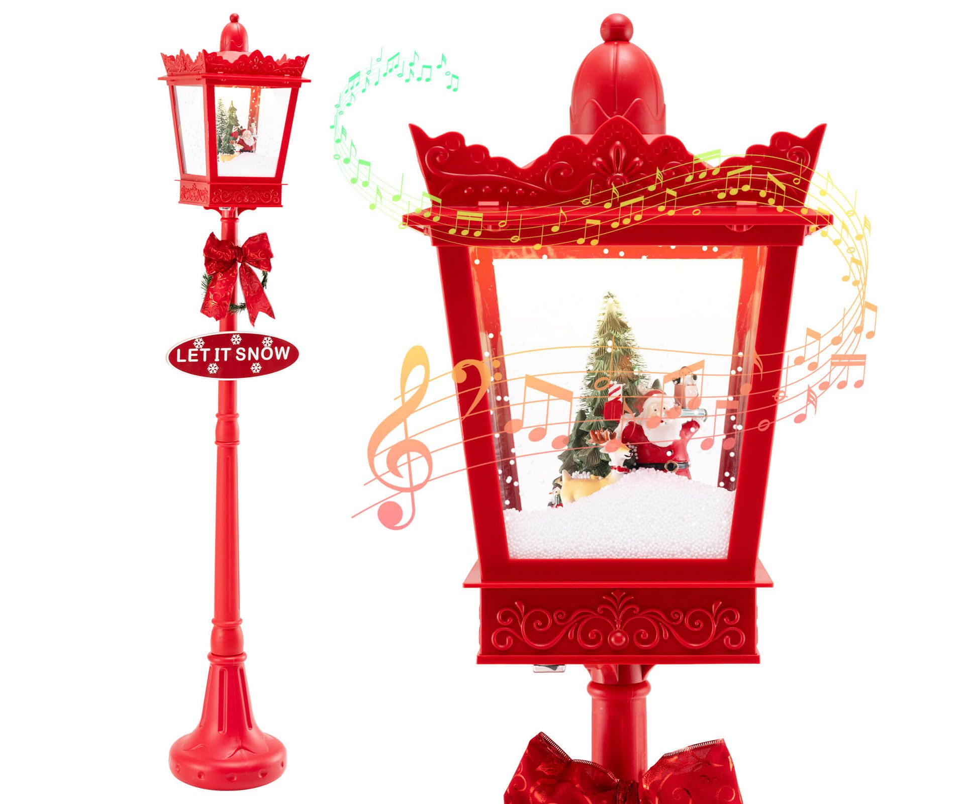 Costway 8 ft Musical Christmas Streetlight with Warm White LED Lights Snowy Effects