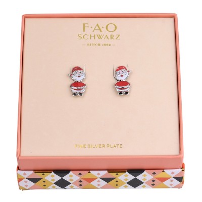 FAO Schwarz Holiday Santa Front to Back Earrings