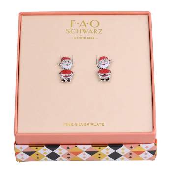 FAO Schwarz Holiday Santa Front to Back Earrings