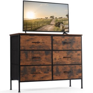 CAVINAS Dresser for Bedroom with 6 Drawers,Dressers & Chests of Drawers with Metal Frame and Wooden Top for TV - 1 of 4