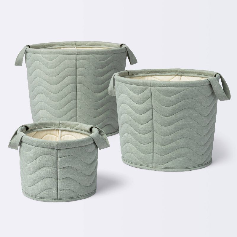 Quilted Fabric Small Round Storage Basket - Green - Cloud Island&#8482;, 5 of 6