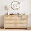 Yellow 8 Drawer Rattan Dresser Boho Wood Chest with Large Storage Bedroom Closet Organizer Living Room Storage Cabinet - 3 of 4