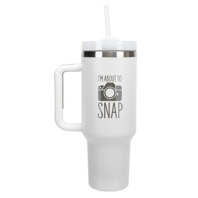 100 North I'm About To Snap Camera Photography Wrap-Around 40 Oz. Stainless Steel Water Bottle Coffee Mug, Spill & Leak Resistant, Travel Tumbler with