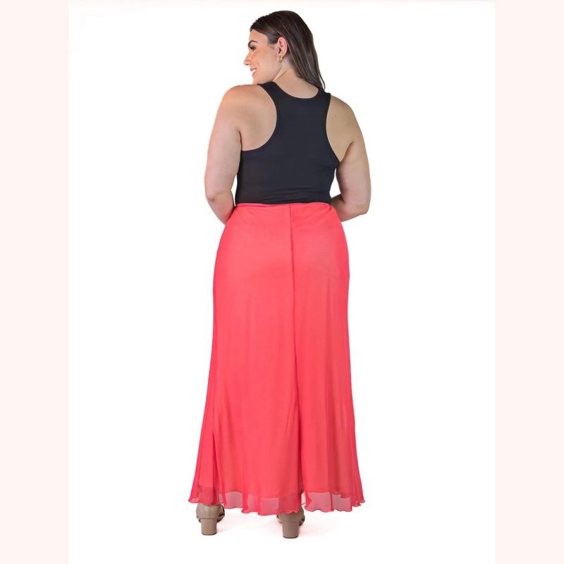 Plus Size Sheer Overlay Elastic Waist Maxi Length Skirt, 2 of 7