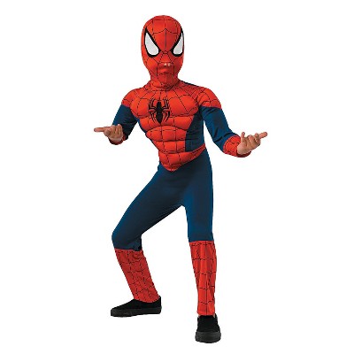 Boys' Marvel Deluxe Muscle Chest Spider-man Costume - 6-8 - Red : Target