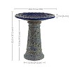 Sunnydaze Rennes Ceramic Bird Bath with Lava Finish -Blue Glazed Bowl with Blue Distressed Ceramic Finish - 22.5" - 2 of 4