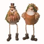 Transpac Resin Brown Harvest Bird Shelf Sitter Figurines Set of 2