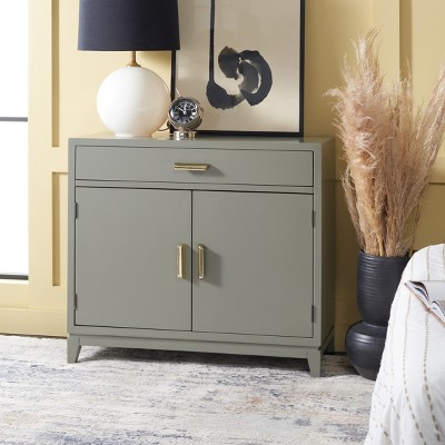 Nigel Dark Grey Brass 2-Door 1-Drawer Accent Cabinet