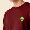 Dalix Alien Embroidered Cotton Classic Fit Long Sleeve Crewneck Tee Shirt Mens - 4 of 4