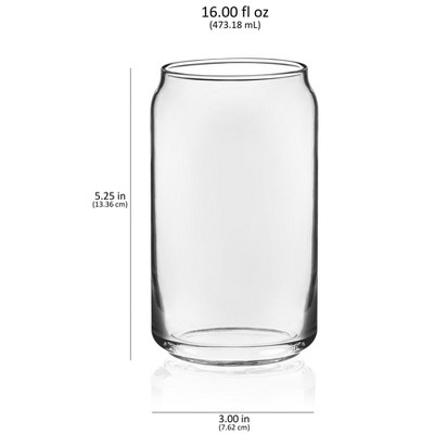 Clear Glass Can Shaped Tumbler Set, 16 oz, 4-Pack