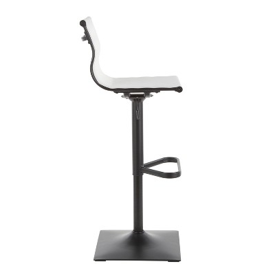 Mirage 47'' Adjustable Swivel Barstool in Black Metal and White Mesh
