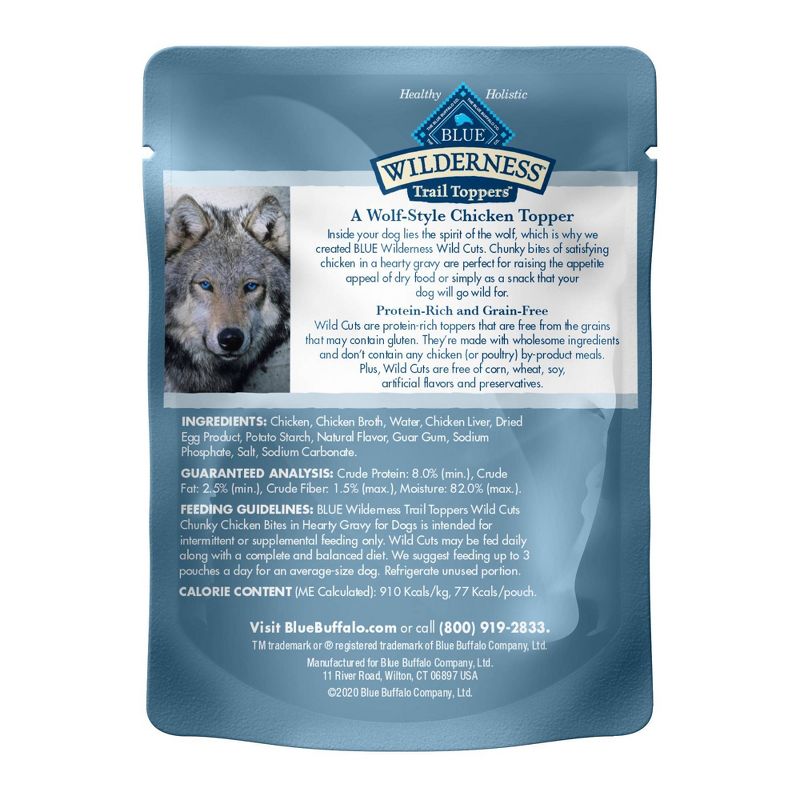Blue Buffalo Wilderness Trail Toppers Wild Cuts High Protein Natural Wet Dog Food with Chunky Chicken Bites in Hearty Gravy - 3oz, 3 of 6
