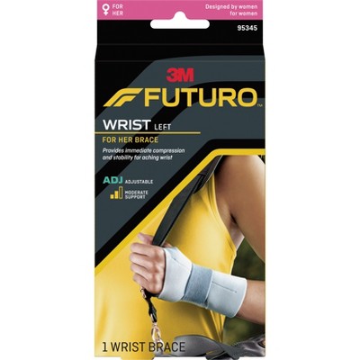 Futuro Slim Silhouette Wrist Support Brace, Left Hand, Gray, Adjustable