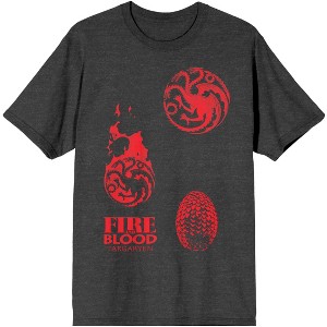 Game of Thrones Dragon Egg, Fire, Blood Women's Dark Gray Heather Graphic Tee - 1 of 3