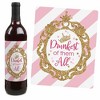Big Dot of Happiness Little Princess Crown - Pink & Gold Baby Shower or Birthday Party Decor for Women and Men - Wine Bottle Label Stickers - Set of 4 - 4 of 4