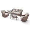 Belord 5PCS Brown Round Rattan Patio Furniture Set with 6" Thick Cushion, Outdoor Lounge Set with Swivel Chairs and Two-Tier Patio Coffee Table - 4 of 4