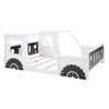 Ridstar 57.2 in. W Full Size Classic Car-Shaped Platform Bed Frame with Wheels-White - 3 of 4