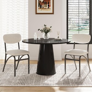 Grey Dining Room Chairs Set of 4, Boucle Fabric Stools with Metal Legs, Backrest and Upholstered Seat Cushion - 1 of 4